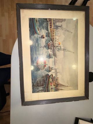 Cuadro Puerto con Barcos David Mercader