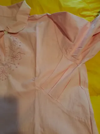 Camicia da notte antica rosa ricamata