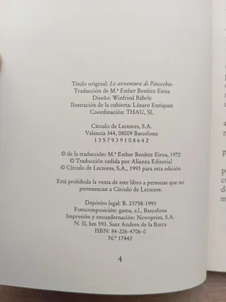 Las aventuras de Pinocho. Carlo Collodi.