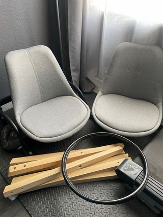 Sillas Altas Tapizadas Gris Madera