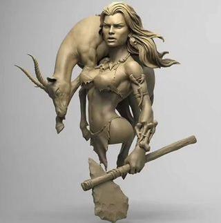 Figura Lena con cabra y hacha