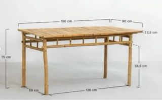 Conjunto Mesa, Sillas y Bancos Bambú Exterior