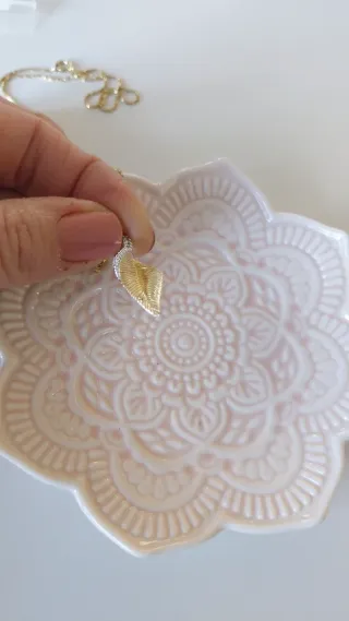 Collana vintage foglia oro e zirconi
