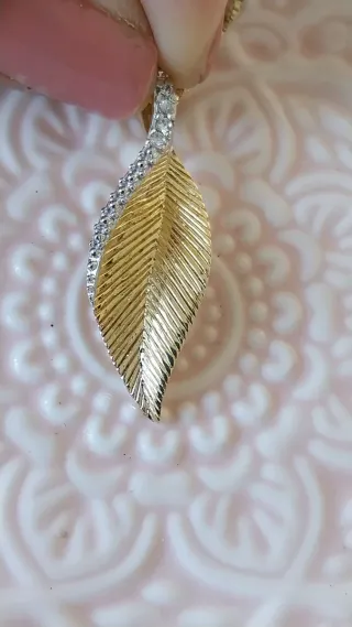 Collana vintage foglia oro e zirconi