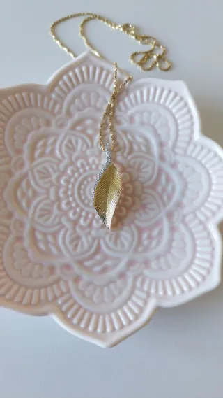Collana vintage foglia oro e zirconi