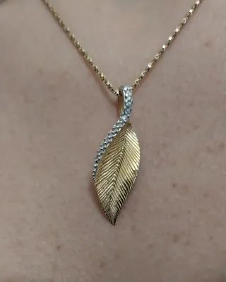 Collana vintage foglia oro e zirconi