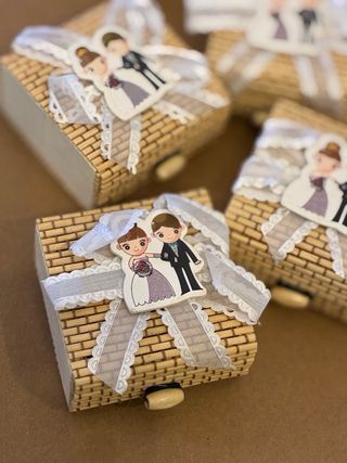 6 Cajitas Bambú Boda Novios Detalles