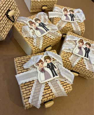 6 Cajitas Bambú Boda Novios Detalles
