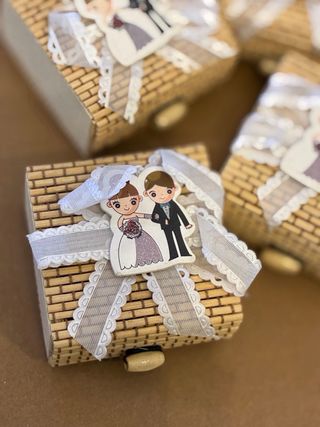 6 Cajitas Bambú Boda Novios Detalles
