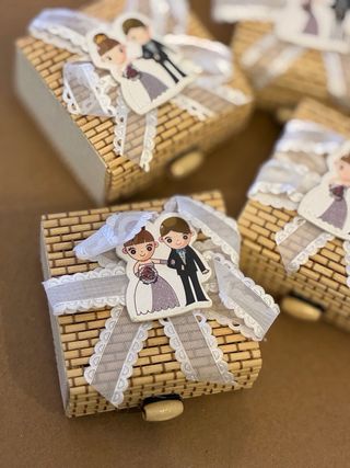 6 Cajitas Bambú Boda Novios Detalles