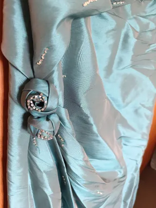 Vestido de fiesta largo color turquesa