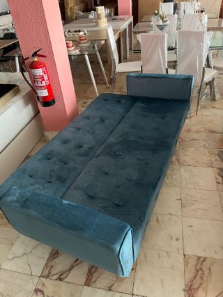 Sofá Cama Click Clack Azul Terciopelo
