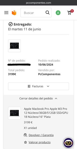 MacBook Pro 16" M3 Pro 36GB 512GB Plata | Garantía