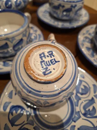 Juego de café Muel azul y blanco