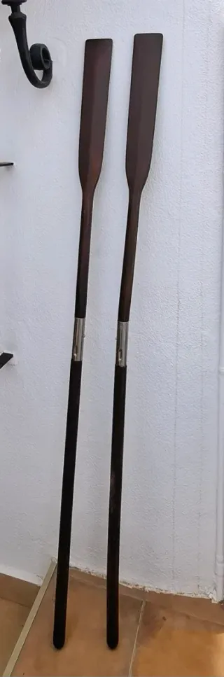 Pareja de Remos Madera y Acero Inoxidable.