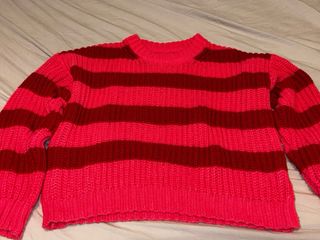 Jersey rayas fucsia y rojo grueso oversized