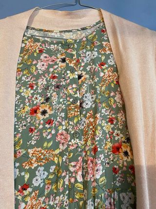 Abito lungo floreale Dodo Collection e cardigan ro