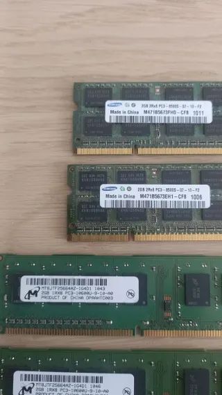 8 Memorias RAM DDR3 2GB + 2x DDR3 2Gb de portátil