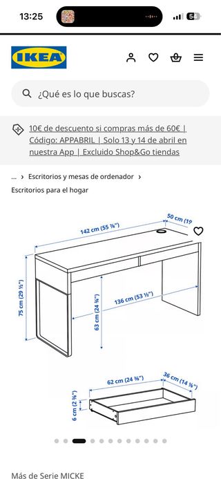 Scrivania Ikea 140cm Bianca con tavolino incluso