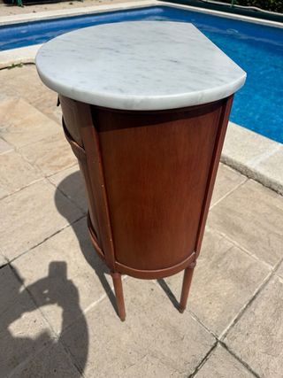 Mesita Noche Vintage Mármol,Metal y Madera