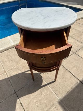 Mesita Noche Vintage Mármol,Metal y Madera