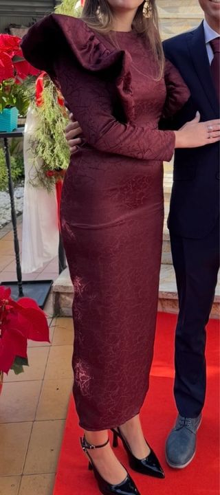 Vestido Burdeos para Boda Talla M