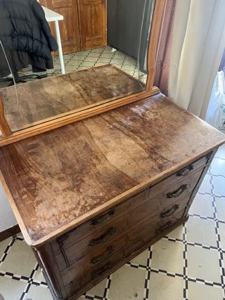 Cómoda vintage madera con espejo