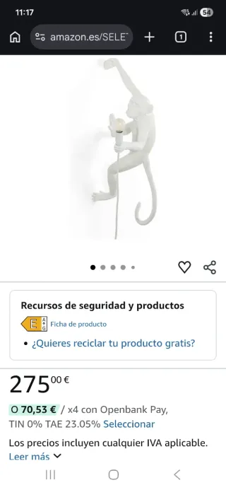 SELETTI MONKEY LAMP HANGING - Lámpara diseño nueva