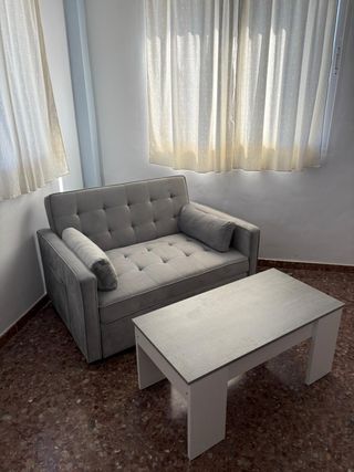 Sofá 2 plazas gris + mesa de centro LIQUIDAMOS