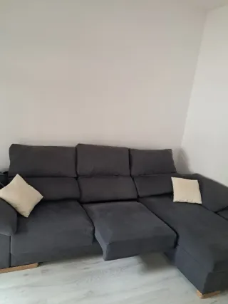 Sofá chaise longue 3 plazas gris oscuro