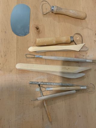 Torno de cerámica azul