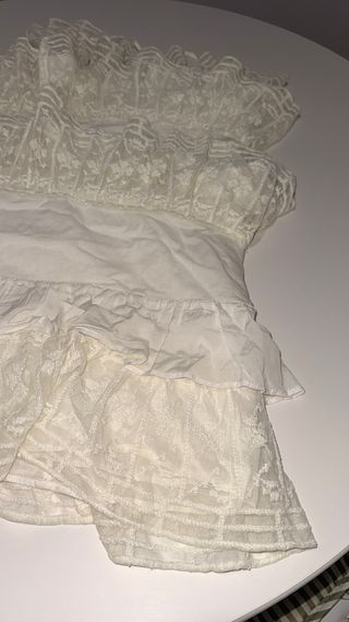 Vestido Zara Blanco Encaje Volantes Talla S