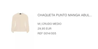 Chaqueta Zara punto manga abullonada