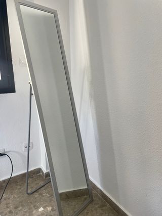 Espejo de cuerpo entero con marco plateado