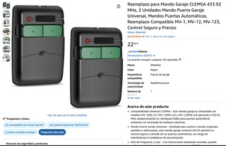 Pack 2 Mandos Garaje Universales 433.92 MHz NUEVOS