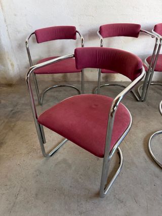 Set di 6 Sedie Metalliche Rosse