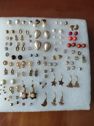 Lote Pendientes Golfi Dorados y perlas.rosas.