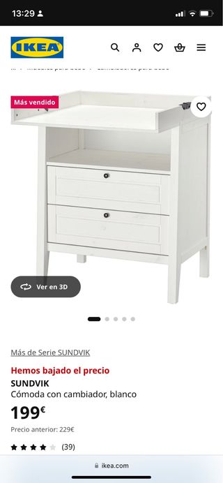 Cambiador IKEA SUNDVIK Blanco