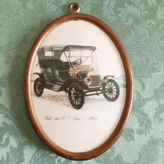 Coppia quadretti vintage auto d'epoca