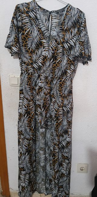 Vestido mono estampado hojas y leopardo