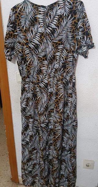 Vestido mono estampado hojas y leopardo