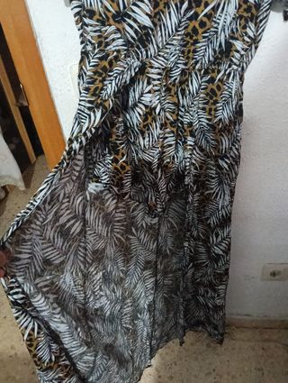 Vestido mono estampado hojas y leopardo