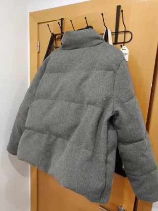Chaqueta acolchada gris con brillos L XL