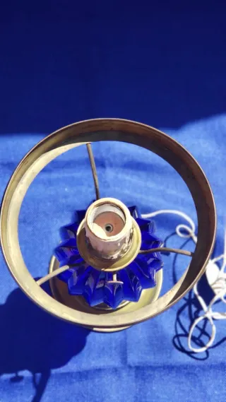 Lámpara Antigua Estilo Quinqué Azul