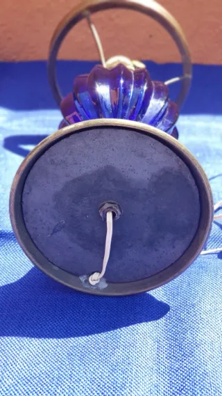 Lámpara Antigua Estilo Quinqué Azul