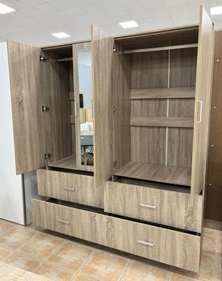 Armario 4 puertas + 2 Espejos y 4 cajones - Barato
