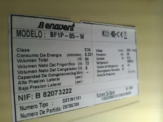 Nevera Benavent 73L + 8L Congelador