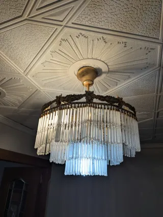 Lámpara de Cristal Vintage Dorada