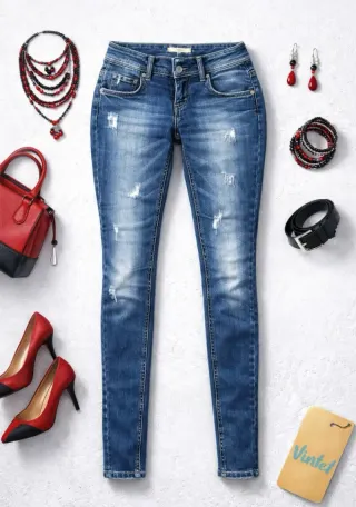 Pantalón vaquero pitillo mujer rasgado.