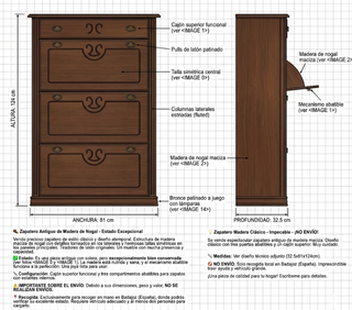 Mueble Zapatero Madera Clásico